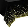 2Pcs Black Gold Dot Plastic Disposable Tablecloths, 137 x 274cm