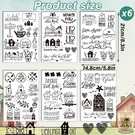 Rub On Sticker Home, Pack of 6 A5 Rub On Stickers Family, Rub On Foil Transfer Stickers, Rub On Home, for Furniture, Glass, Wood, Scrapbooking, DIY Craft Decoration (Home)