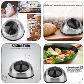 60 Minute Wind Up Timer Stainless Steel Kitchen Timer Countdown Timer for Home Baking Cooking Oven Countdown Wind Up Alarm Clock Home Tools