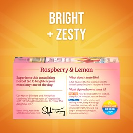 Twinings Raspberry & Lemon Herbal Tea Individually Wrapped Bags, 20 Count (Pack of 1), Unsweetened, Refreshing & Fruity, Naturally Caffeine-Free, Enjoy Hot or Iced, 20 Teabags