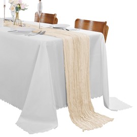 30 Pack Ivory Cheesecloth Table Runner 9FT Rustic Sheer Table Runners 17x108 Inch Gauze Boho Runner for Wedding Bridal Baby Shower Birthday Party Table Decorations