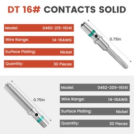 GKG TK1 30 Pairs DT Deutsch Connector Pins Kit- Size 16 Nickel Plated Deutsch Pins and Sockets,Automotive Electrical Terminals Solid Contacts Wire Gauge 14-16AWG for Car,Truck,etc