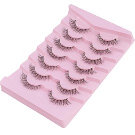 Natural Lashes Wispy False Eyelashes Natural Look Lashes Cat Eyelashes Flared Eyelash Soft Fluffy Lash Strip 7 Pairs D01