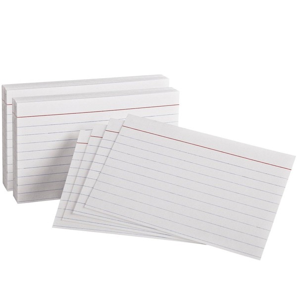 Oxford 3x5 Heavy Weight Ruled Index Card, White, 2 Pack