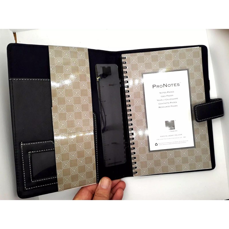 Blue Sky Pro Notes Black Notebook / Planner Faux Leather