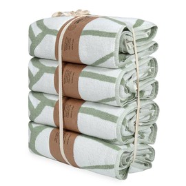 Sand Cloud Turkish Bath Towels Bundle for Bathroom, Set of 4 (Venus Sage) - Large Size - 100% Certified Organic Cotton Yarn is Lightweight, Soft & Absorbent - Premium Bath Towels Dry Faster