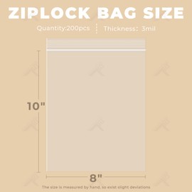 Golden State Art, 8" x 10" (200 Count) Clear Plastic Zip Bags, 3 Mil Reclosable Zipper Bags for Art Prints, Brochure, Photos, Handicraft Gift