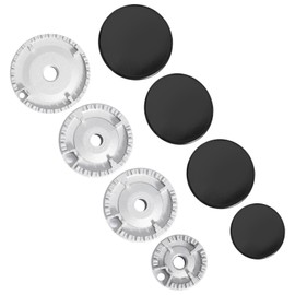 Cooker Hat Set, 8PCS Oven Gas Hob Covers 55mm 75mm 100mm Gas Stove Lid Burner Covers Kit, Gas Burner Crown Flame Cap Replacement for SABAF Gas Stove Range Parts Accessories (Flat)