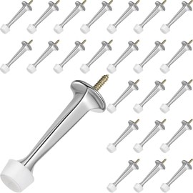 Chumia 24 Pack Door Stop Heavy Duty Solid Rigid Door Bottom Stoppers with Soft Rubber Tip Wall Mount for Protect Wall(Silver)