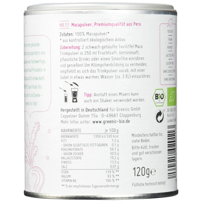 Greenic Maca Superfood Drinking Powder 120 g