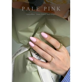 AutyaMee Semi Cured Gel Nail Strips (Pale Pink), 20 Pcs Gel Nail Wraps, Stickers, UV Light Required