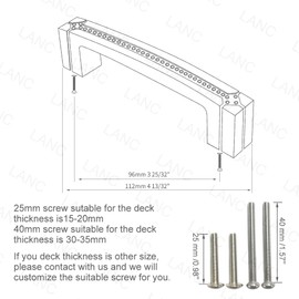 LANC Chrome Crystal Cabinet Pulls Kitchen & Bathroom Cabinet Hardware Cabinet Handles Bling Shiny Cabinet Knob Modern Dresser Drawer/Furnitures Pull 3.8" Hole Centers Silver 2 Pack，B203P96-P2