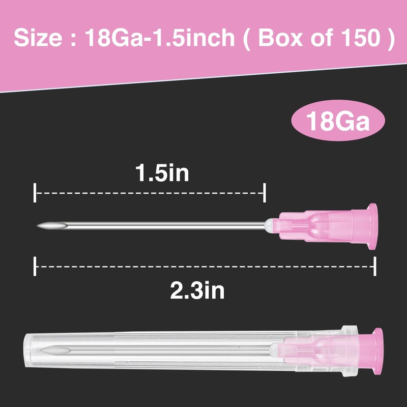 TENKAIWICK 150 Pack 18 Ga 1.5 Inch Luer Lock,Lab Accessories,