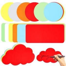 Presentation Cards Set 360 Pieces, 6 Colours Index Cards Round, Clouds and Rounded Rectangle, 3 Pieces Index Cards, Flashcards, Blank DIY Paper Cards for Office, School, Moderation and Presentation