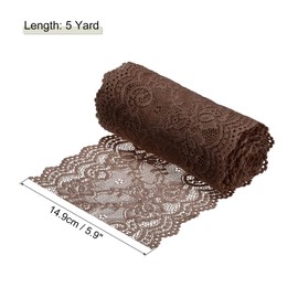 MECCANIXITY 6 Inch Wide 5 Yard Lace Ribbon Floral Pattern Brown Lace Trim Ribbon for Sewing Making, and DIY Crafts, Gift Wrapping, Bouquets, Wedding Decor