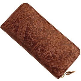 Vincent Crafted, Tochigi Leather, Paisley, Round Zipper, Long Wallet, DIEGO Long Wallet, Women's, Men's, Genuine Leather, Wallet, Made in Japan, brown (oak)
