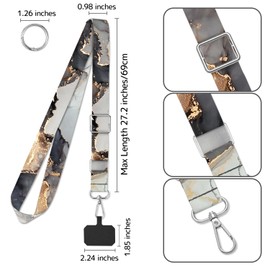 TIHGJHY 2 Pack Phone Lanyard Cell Phone Lanyard Crossbody Adjustable Phone Strap for Use Around the Neck,Marble Stripe