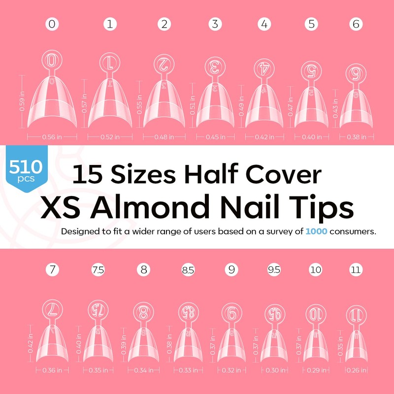 Modelones Nail Tips, 510 Pieces, Full Cover Nail Tips Set,