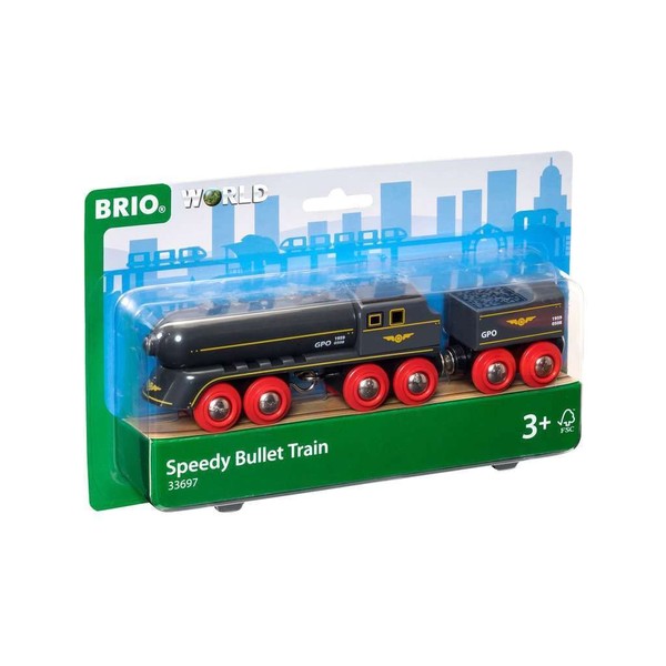 Brio World 33697 - Speedy Bullet Train - 2 Piece Wooden Toy Train Set for Kids Age 3 and Up