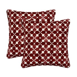 Pack of 2 Outdoor Waterproof Decorative Throw Pillows with Inserts for Patio Furniture, 18x18 Inch Fade Resistant Patio Garden Cushions for Couch Bed Sofa, Geometric Red