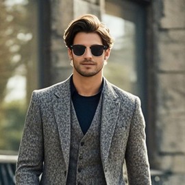 Joopin Black Sunglasses for Men Polarized Sunglasses for Women, UV Protection Mens Shades Womens Sunglasses Retro Classic Semi-Rimless Frame Ladies Sun Glasses - Matte Black