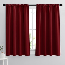 RYB HOME Blackout Curtains 63 inches Long - Energy Saving Insulation Large Window Curtain Blinds for Bedroom Living Room Dining Basement Home Office, W 62 x L 63 per Panel, Burgundy Red, 2 Pcs