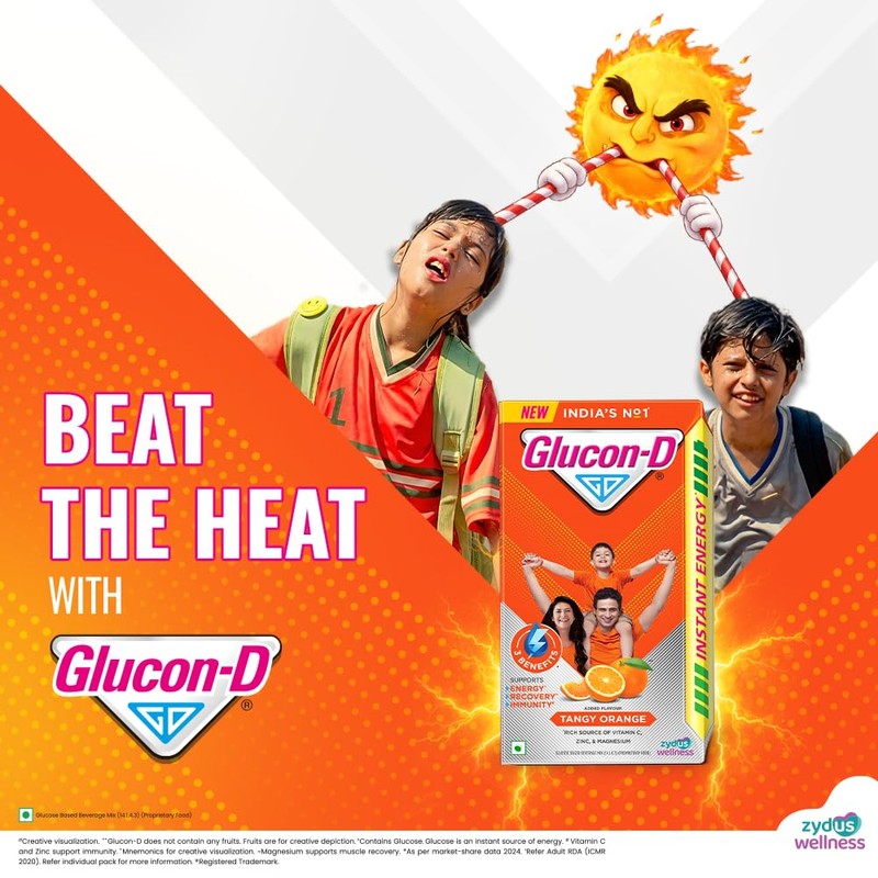Glucon-D Instant Energy Health Drink Tangy Orange - 1kg Refill