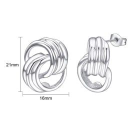 Airokiy Love Knot Stud Earrings for Women Chunky Silver Earrings 18K Silver Plated Jewelry Gifts