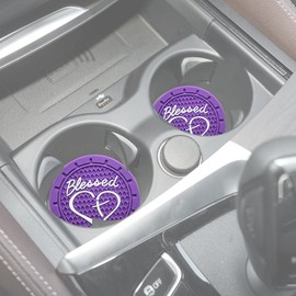 Car Cup Holder Coaster, 4 Pack 2.75 Inch Diameter Waterproof Non-Slip Universal Insert Coaster, Durable, Suitable for Most Car Interior, Car Accessory for Women Men Purple