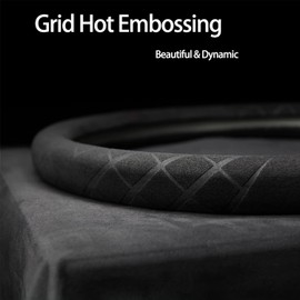 K LAKEY Suede Steering Wheel Cover,Compatible with Ford Expedition F-150 F-250 F-350 Alcantara Leather Sport Non-Slip Wheel Cover Car Interior Accessories 15.5 16 inch For Man and Women