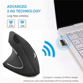 Left Handed Mouse, Ergonomic 2.4GHz Vertical Optical Wireless Mouse with USB Receiver Adjustable DPI (800/1200/1600) for PC Computer Laptop Macbooks,Cordless Mice Specially for Left-handers(Black)