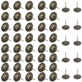 CHENJIN 50PCS Star Furniture Decorative Nails 16x20mm Vintage Star Round Head Upholstery Studs Upholstery Studs Sofa Nails Chest Cabinet Decorative Nails for Furniture DIY Nails