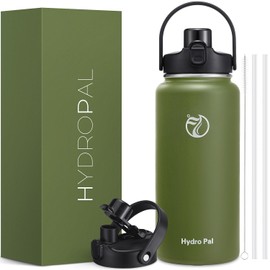 Half Gallon Insulated Water Bottle with 2-in-1 Chug/Straw Lid, 40/64oz Double Walled Vacuum Stainless Steel Water Jug