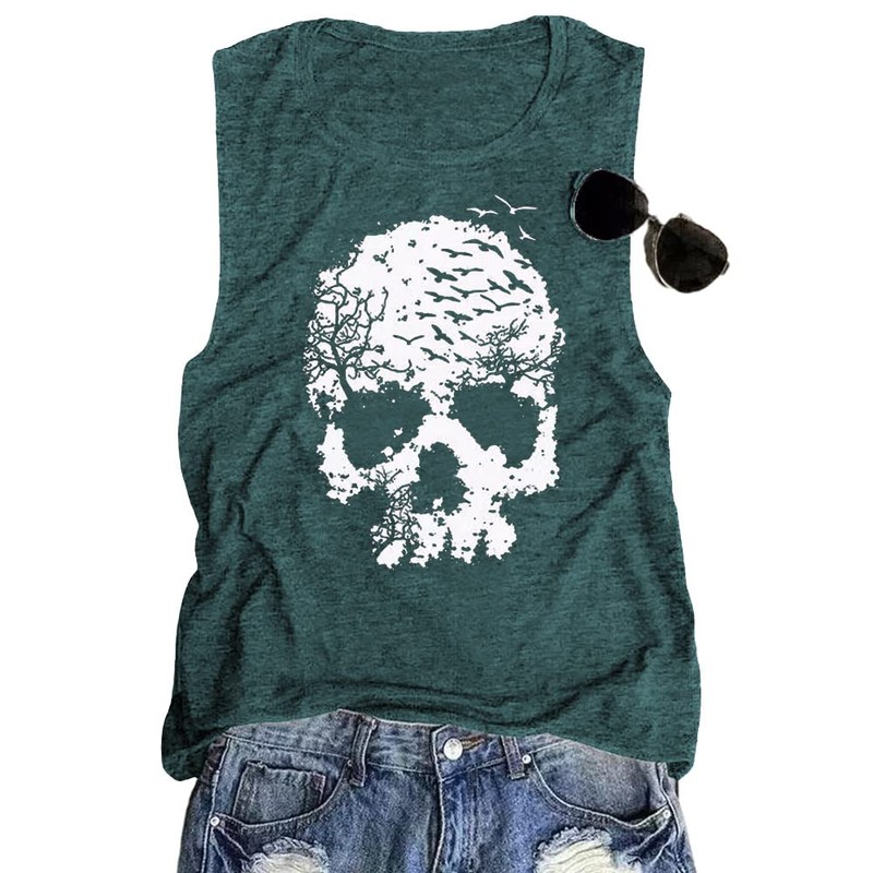 Camisas de calavera para mujer, divertidas camisetas con gráficos góticos,