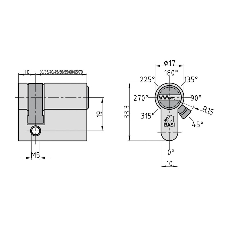 BASI BM Lock Cylinder, Keyed Alike and Freely Combinable, Many