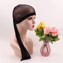 70cm Long Hair Weave Sleeve Cap for Wig, Breathable 27.6" Hair Sleeve for Natural Hair Bun Faux Locs Dreadlock, Stretchy Wig Hairnets With Elastic Band for Crochet Braid (Black)