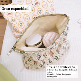 SELOVE Cosmetiquera para Maquillaje, Bolsas de Cosméticos Grande Cosmetiquera pequeña con estampado de flores, Neceser para Mujer, ideal para guardar cosméticos y joyas