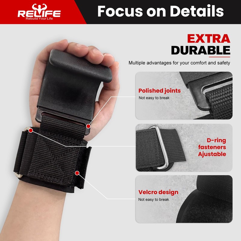 RELIFE REBUILD YOUR LIFE Lifting Hooks for Men and Women(Pair),