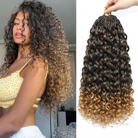 LIYATE 7 Packs Gogo Curl Crochet Hair for Women 18 Inch Pre-Twisted Curly Crochet Hair Deep Ocean Beach Curl Crochet Braids Synthetic Braiding Hair Extensions (18 Inch, 1B/27)