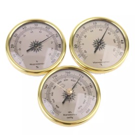 LIN 3 in 1 기압계 온도계 습도계 72mm 월마운트 임베디드 기상 예보소 골드 LIN 3 in 1 Barometer Thermometer Hygrometer 72mm Wall Mount Embedded Weather Station Gold