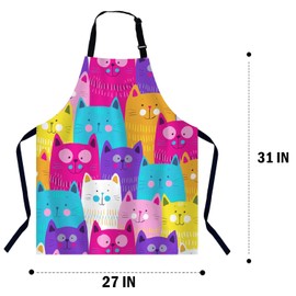BGBDEIA Cute Cats Chefs Apron, Cooking and Baking Apron for Men and Women, Colorful Happy Kitten Kitchen Apron, Butchers Apron, BBQ & Catering Bibs