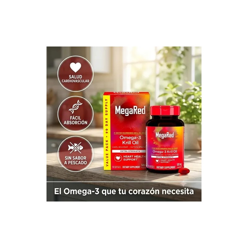 Aceite De Kril Omega 3 Megared Extra Strength 90 Cáps