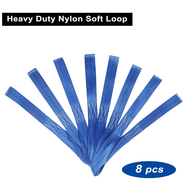 JAKAGO 8 PCS Soft Loop Tie Down Straps,Heavy Duty Webbed