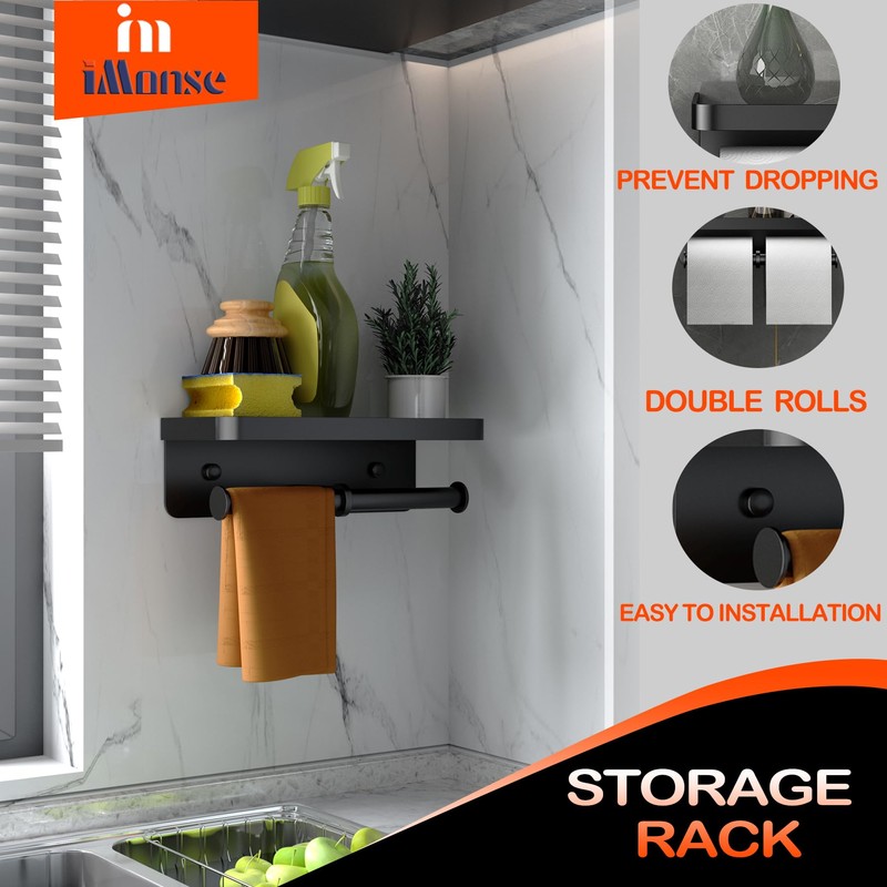 Double Toilet Paper Holder with Shelf, Commercial Toilet Paper Towel