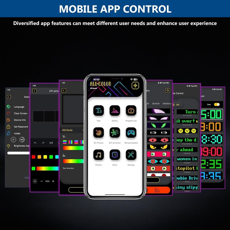Flexible LED Scoreboard, 17.3 x 7 cm LED Scroll Script