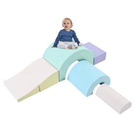 Virubi 5 Piece Soft Foam Climbing Blocks for Toddlers 1+, Rainbow Indoor Play Equipment, Easy to Clean Climb & Crawl Activity Playset, Promotes Motor Skills, Fun Learning