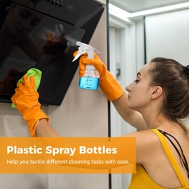 24 Pcs Plastic Spray Bottles, 8 oz Empty Refillable Spray Bottles with Adjustable Nozzles & Dual Scales, Small Leak-Proof Sprayers for Hair Care, Gardening, Cleaning, Clear Bottle Head with Scale