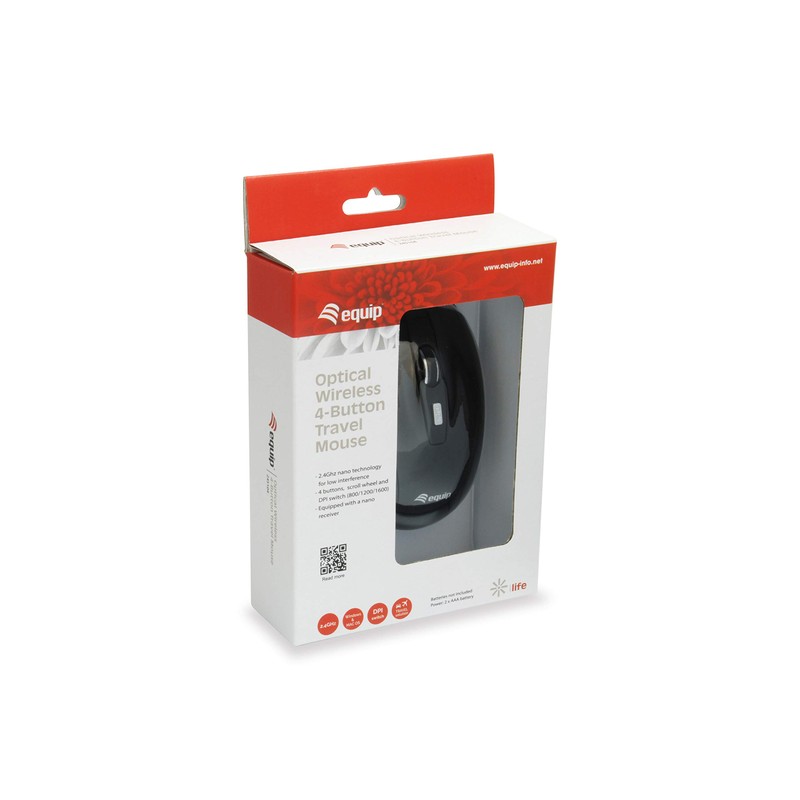 Equip Optische Reisemaus, Kabellos, schwarz