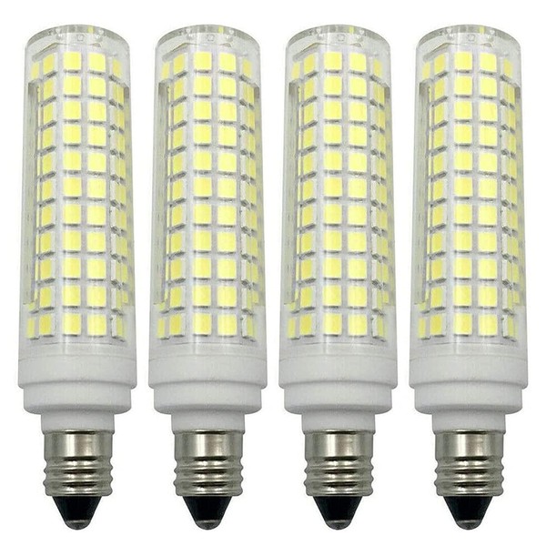 Lxcom Lighting E11 LED Corn Bulb 15W Dimmable Ceramic LED Light Bulbs 120W Equivalent 136 LEDs 2835 SMD 1500LM Daylight White 6000K T3/T4 JDE11 E11 Mini Candelabra Base for Home Lighting, 4 Pack