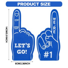 24 Pcs Blue Mini Foam Fingers, Number One Sports Fan Hands for Games